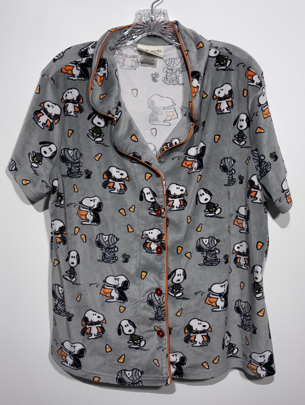 Munki Munki Peanuts Halloween Snoopy Cozy 2pc Pajama Short Set Lounge Size XL